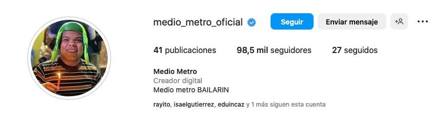 Medio Metro 'pirata' ya tiene su verificación en Instagram.