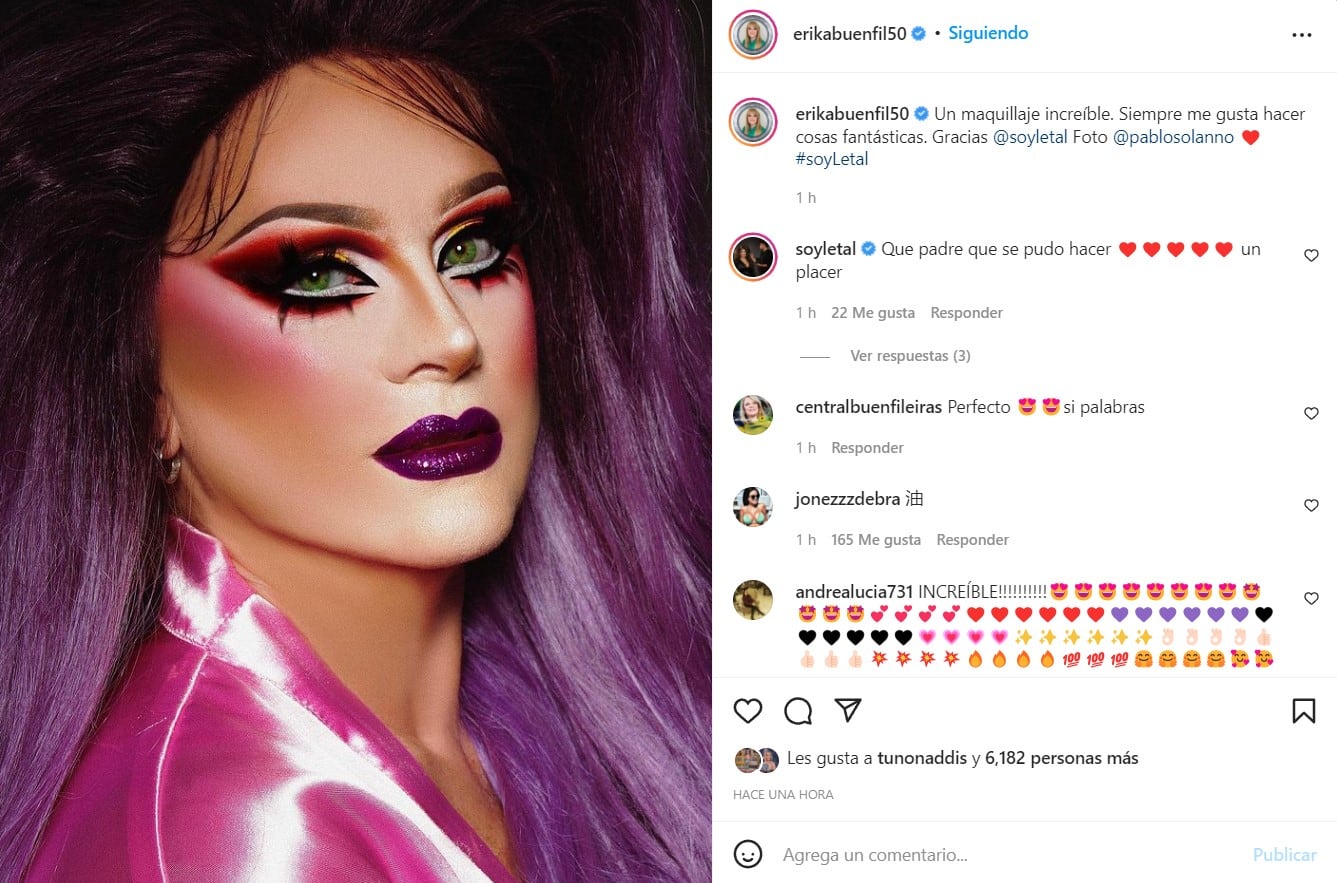 Erika Buenfil convertida en drag queen