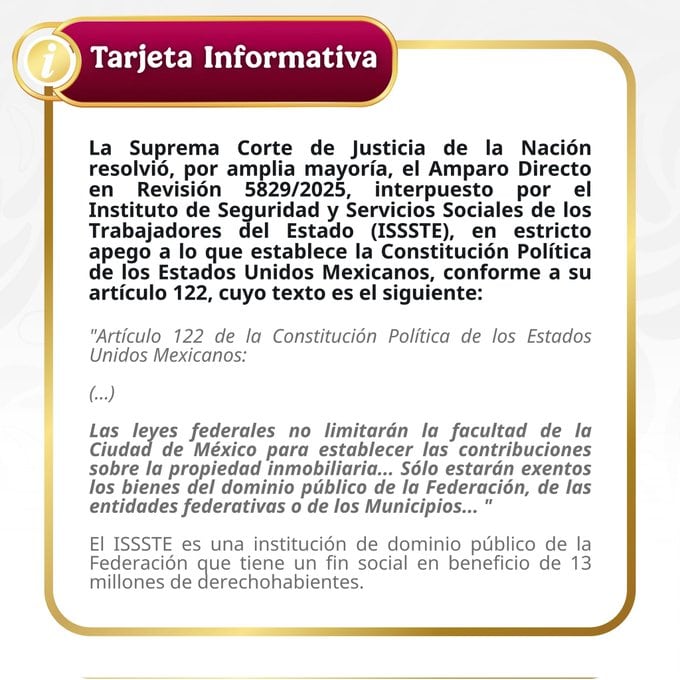 ISSSTE explica el fallo de la SCJN con el artículo 122.
