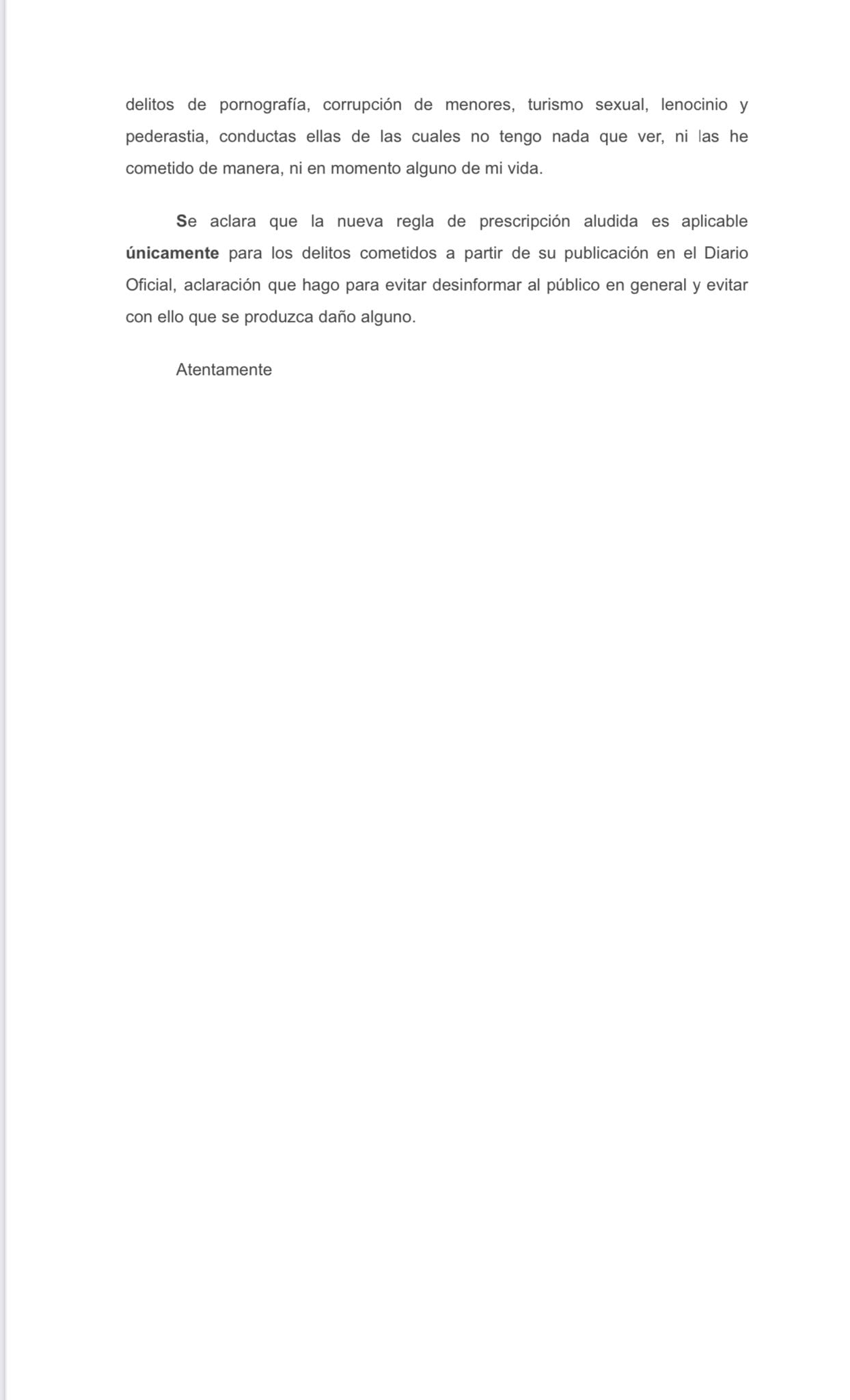 Comunicado de Luis de Llano sobre declaraciones de Sasha Sokol.