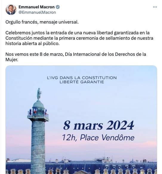 Emmanuel Macron celebra aprobación de medida a favor del aborto