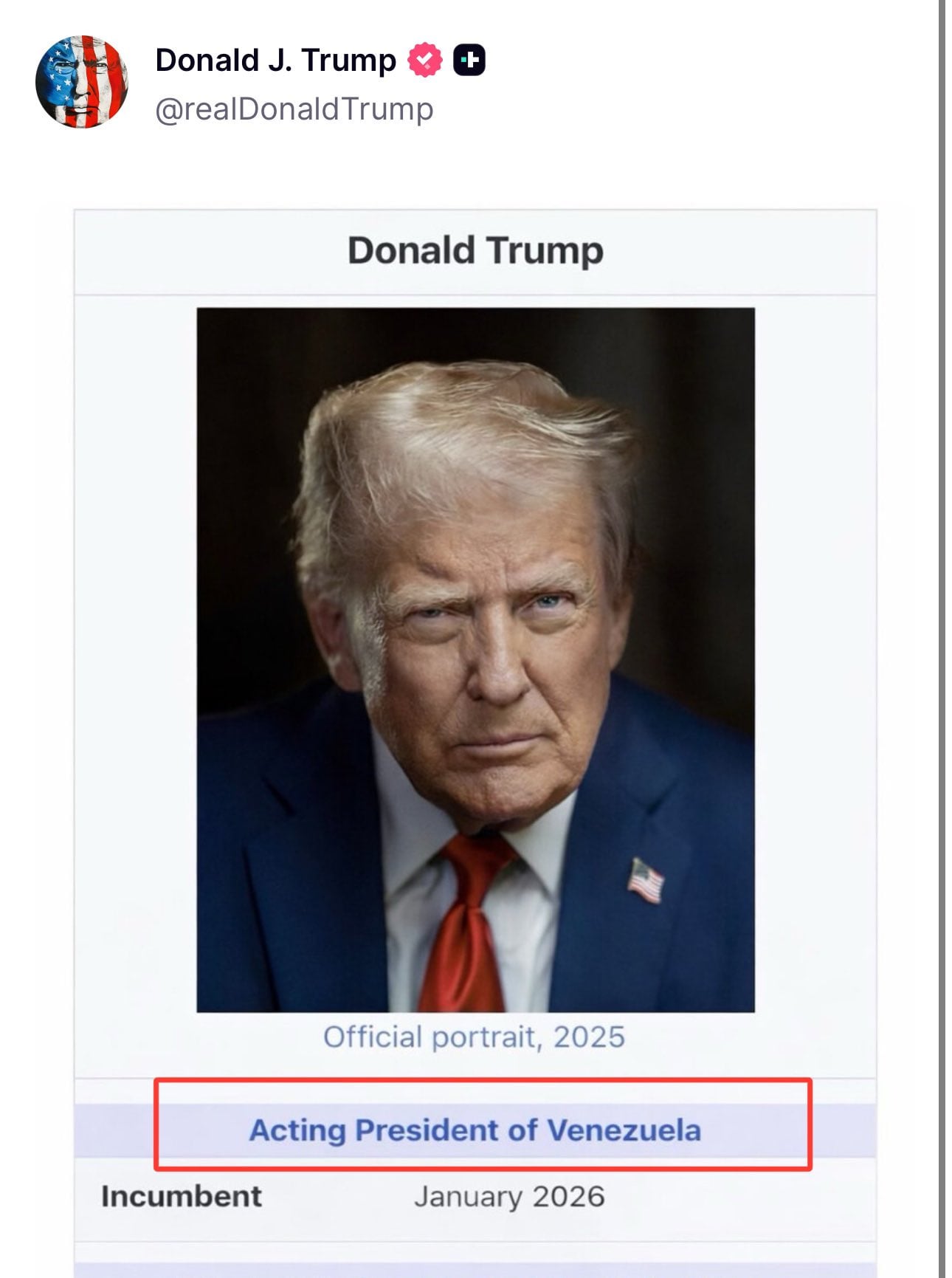 Donald Trump se autoproclama "Presidente de Venezuela" y desata controversia