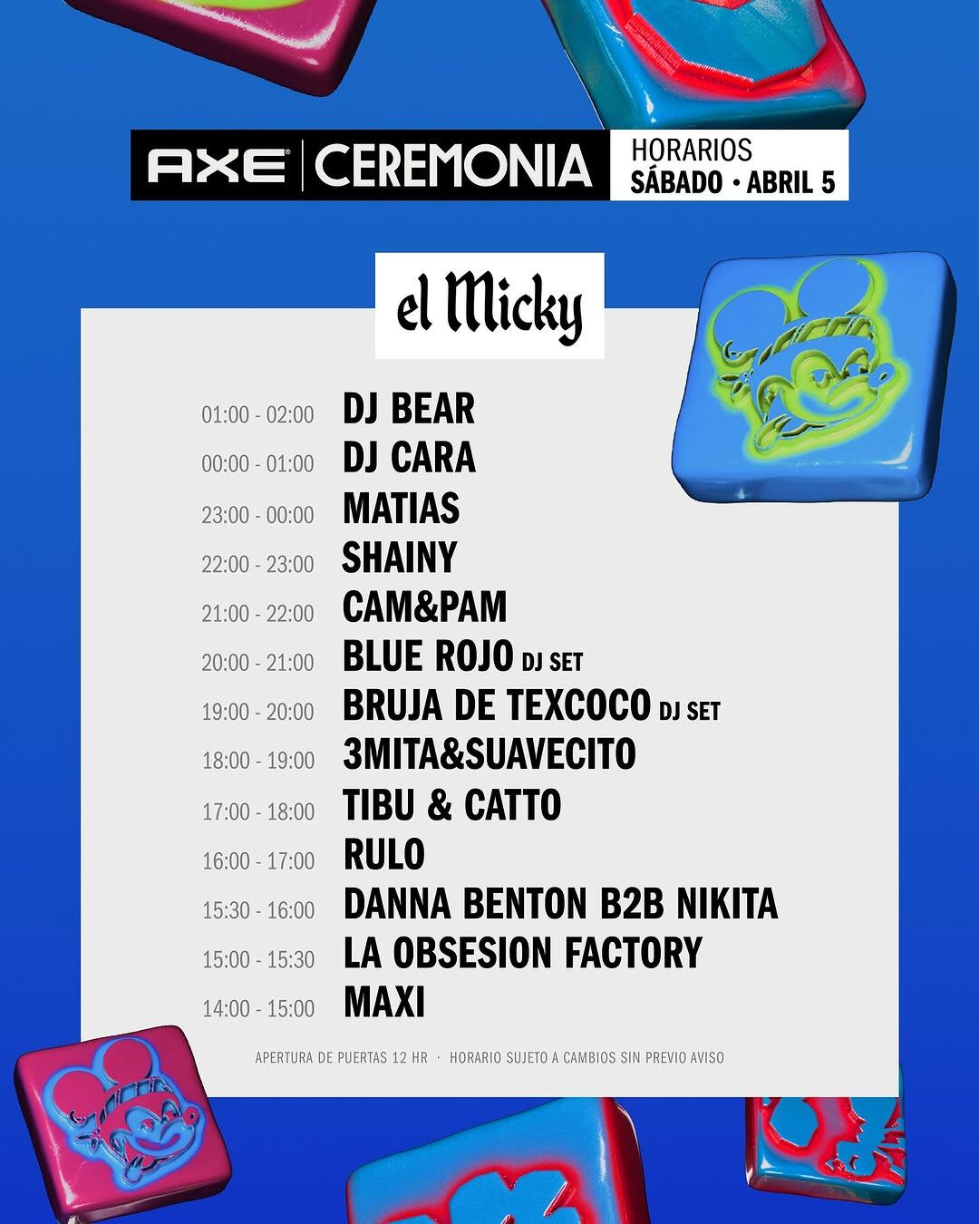 Axe Ceremonia 2025 Horarios por día y escenario