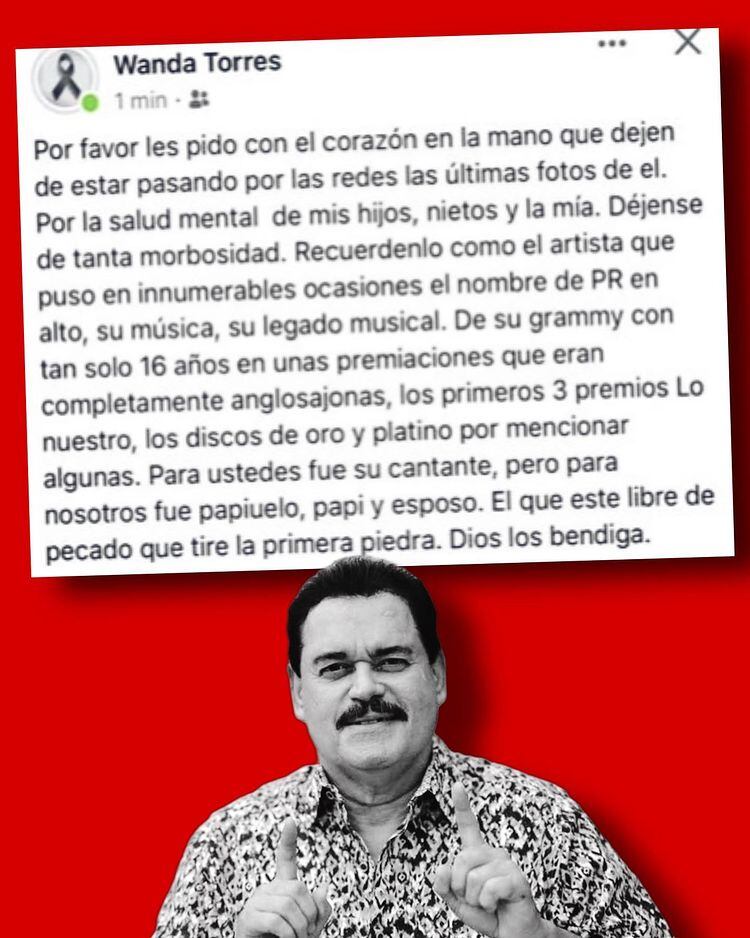 Wanda Torres, pide no difundir las últimas fotos de Lalo Rodríguez