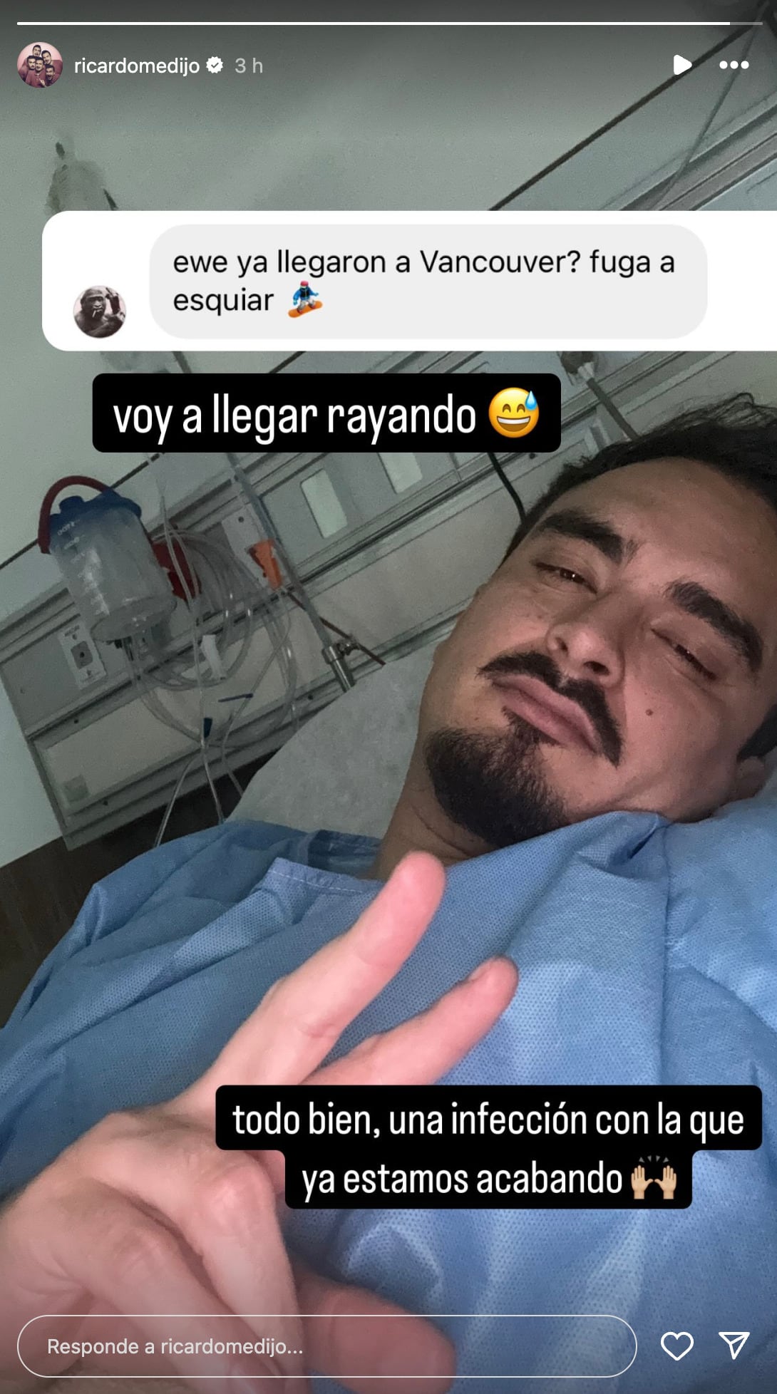 El comediante Ricardo Pérez preocupa con una foto desde el hospital