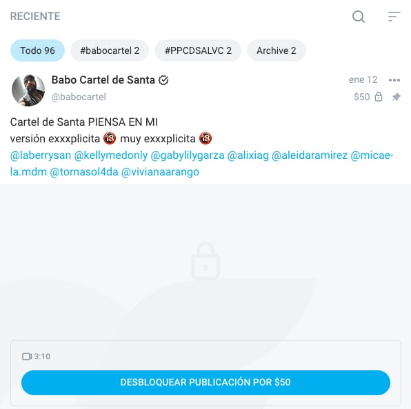 Video "muy explícito" de Babo de Cartel de Santa sí tiene costo en OnlyFans.