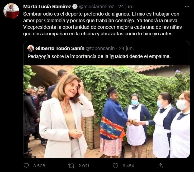 Marta Lucía Ramírez responde a detalle a Francia Márquez