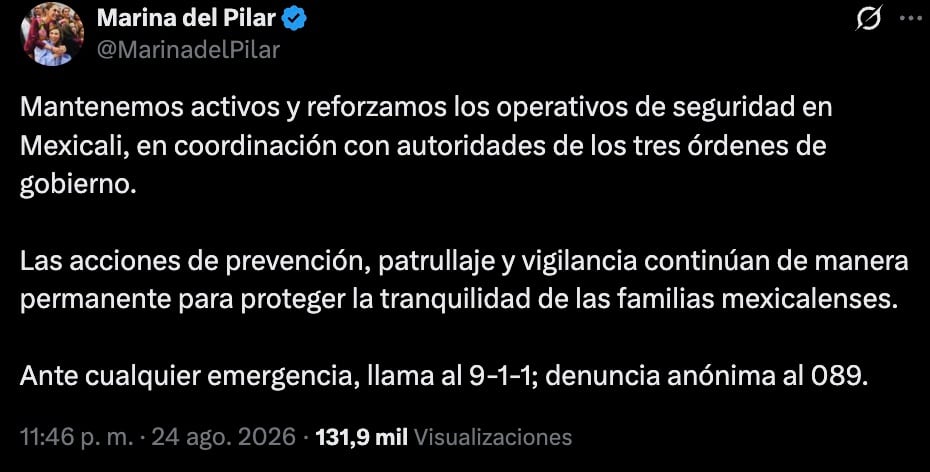 Refuerzan seguridad en Mexicali tras alerta de seguridad