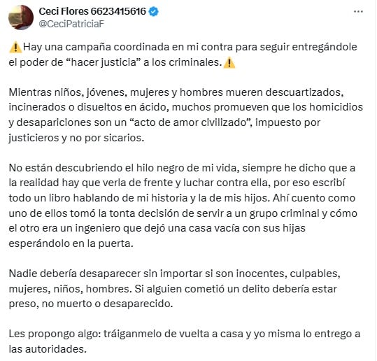 Ceci Flores, madre buscadora de Sonora, denuncia campaña en su contra en redes