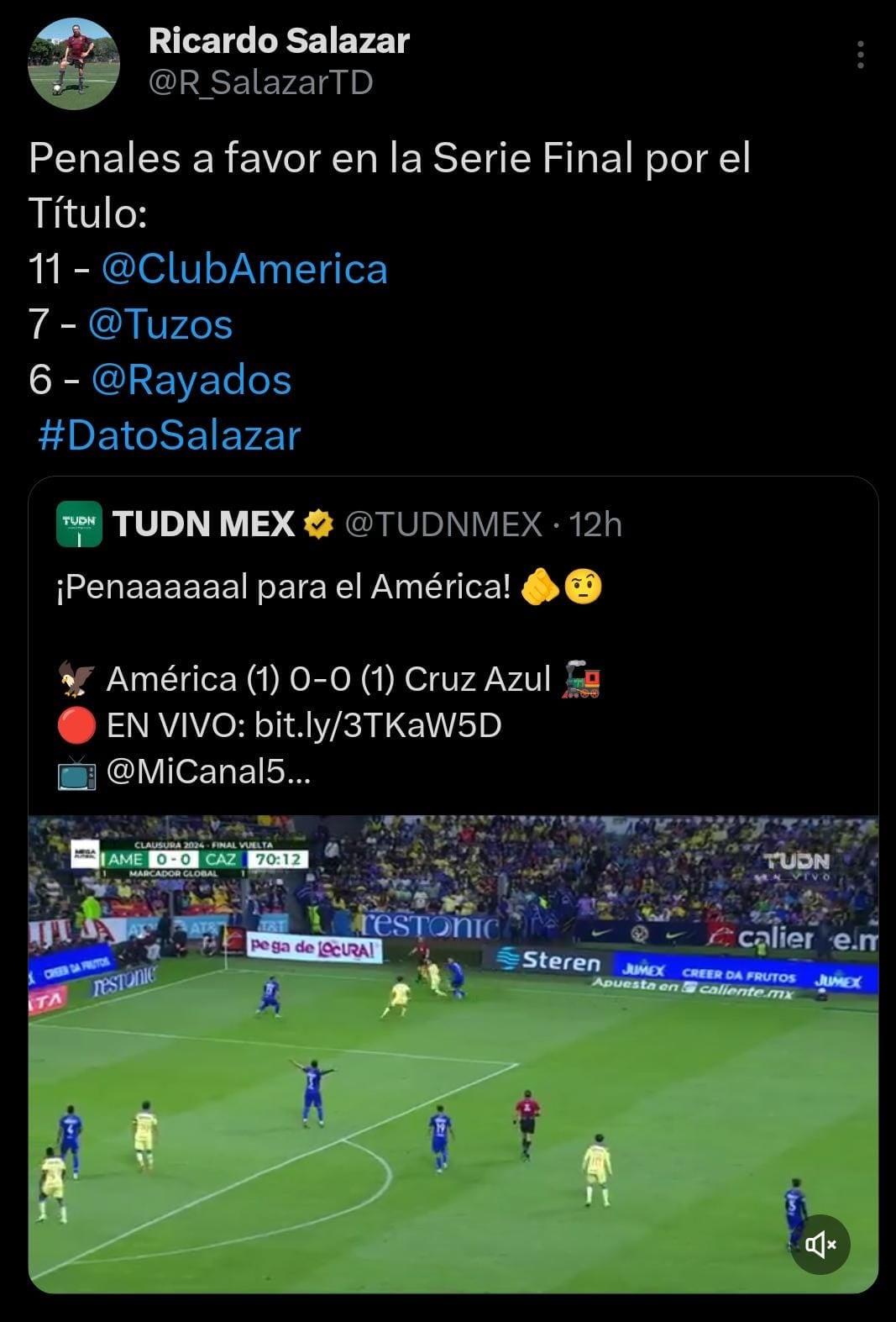 América, el equipo con más penales.