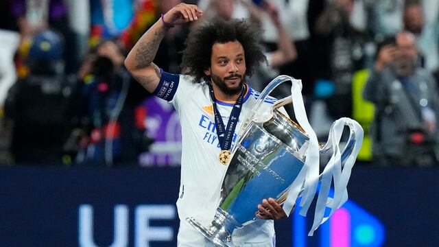 Marcelo celebra el triunfo del Real Madrid (AP Photo/Petr David Josek)