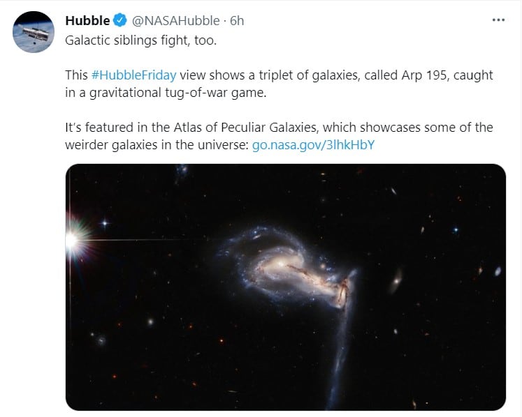 Publicación de la NASA en Instagram