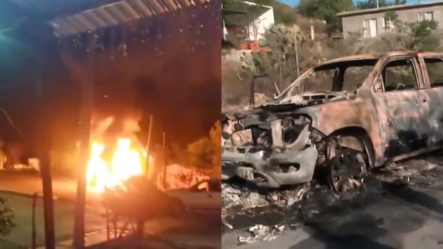 Balacera y quema de autos en Rayones, Nuevo León