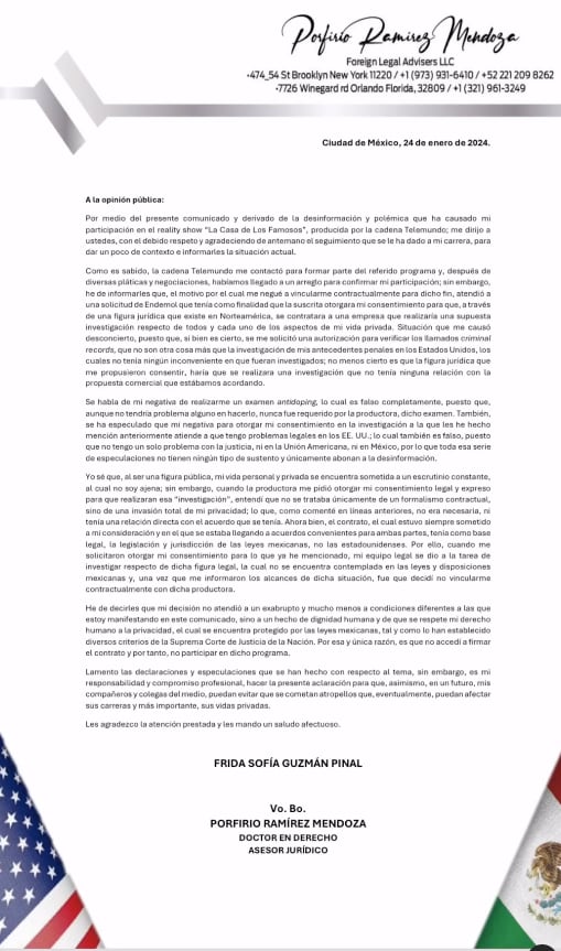 Frida Sofía explica porqué no entró a La casa de los famosos 4 de Telemundo.
