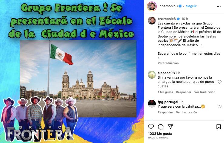 Grupo Frontera podría presentarse en el Zócalo capitalino