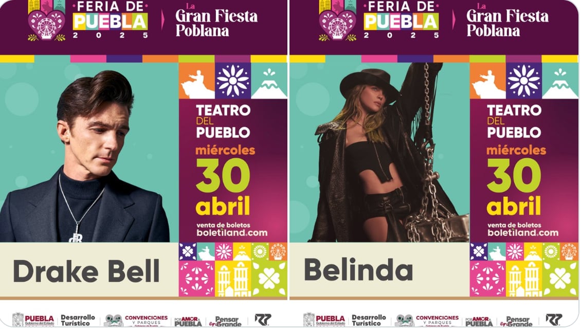 Drake Bell y Belinda en la Feria de Puebla 2025