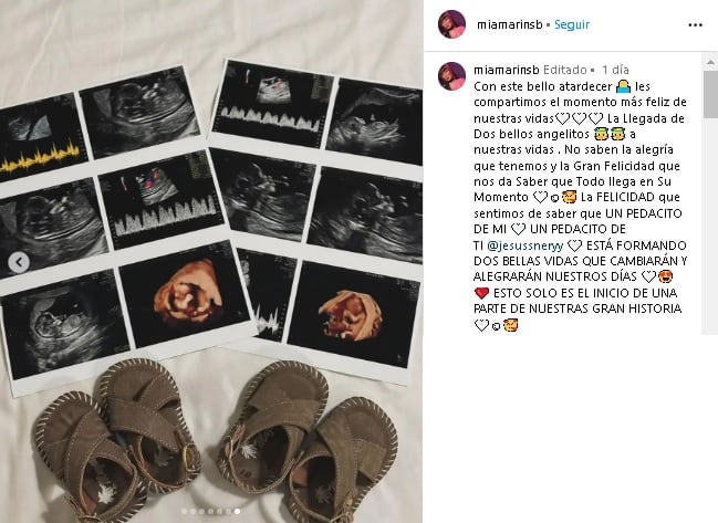 Mía Marín anuncia su embarazo de gemelos a cinco meses de dejar a Alex Marín.