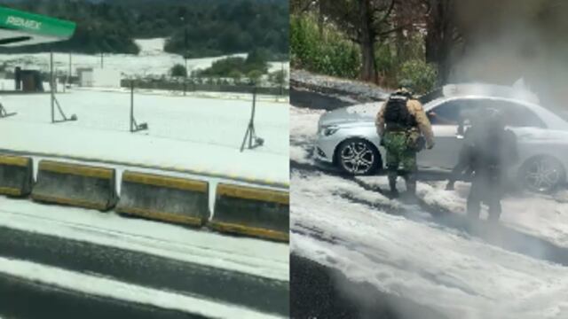 Una fuerte granizada complicó la circulación en la carretera México-Cuernavaca a la altura de Tres Marías