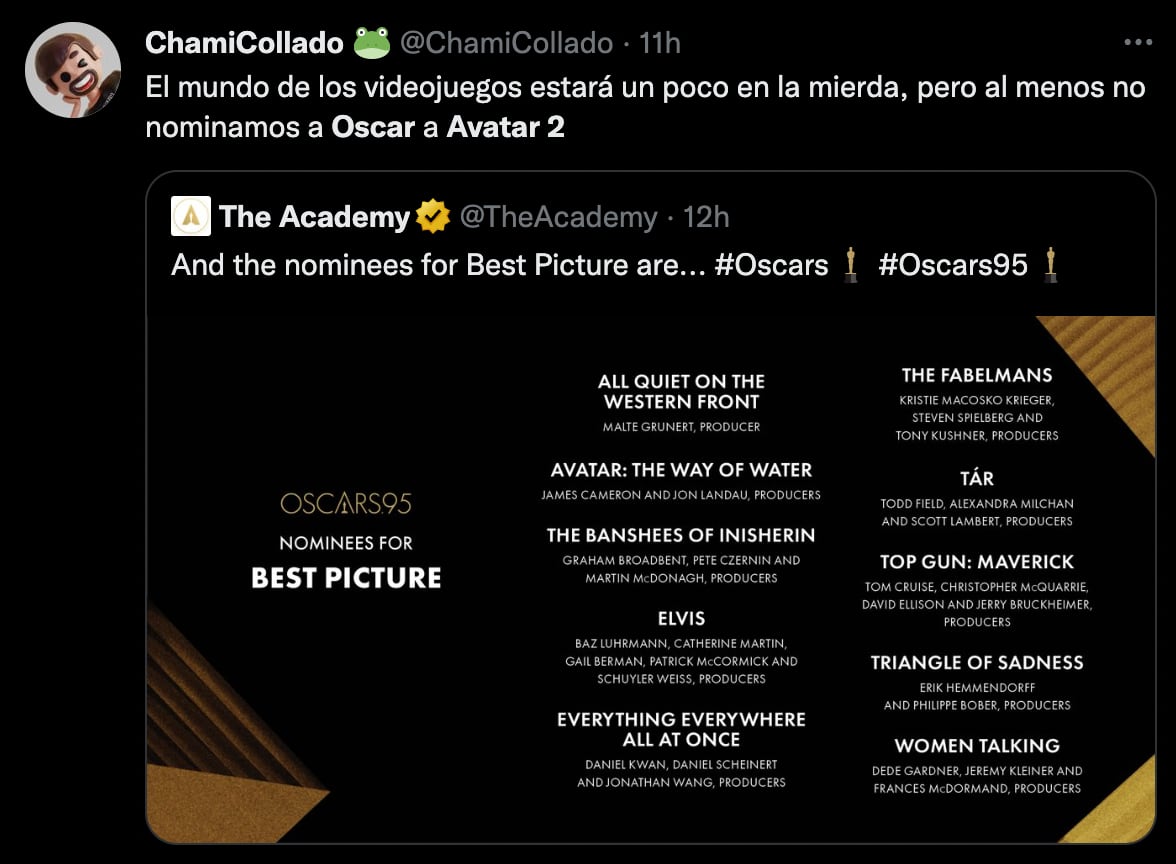 Avatar 2 y Top Gun Maverick Premios Oscar 2023
