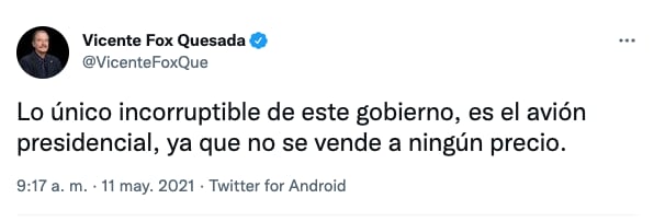 Vicente Fox publica chiste sobre el avión presidencial