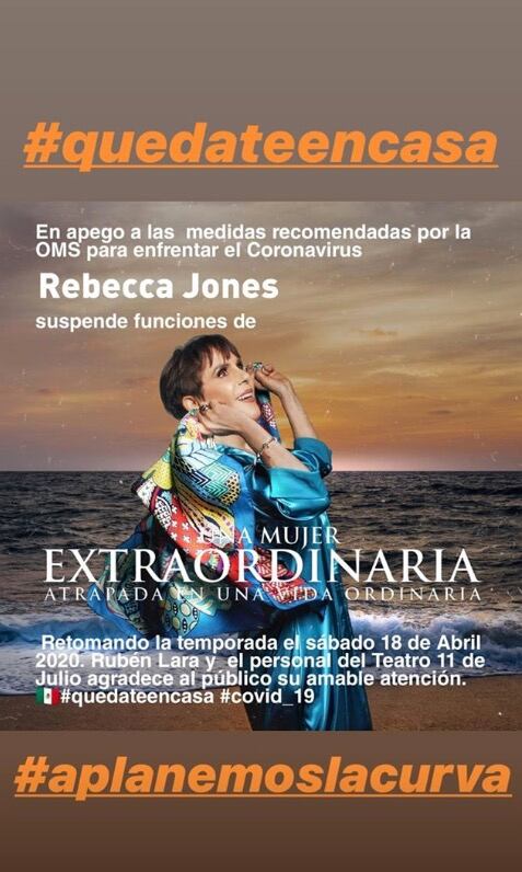 Rebecca Jones cancela funciones por coronavirus