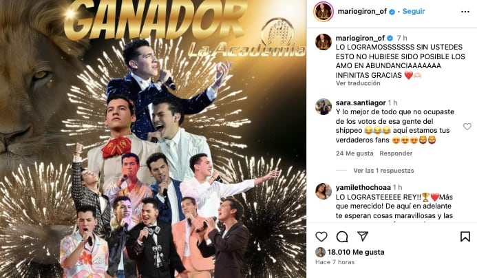 Mario Girón es el ganador de La Academia 2024