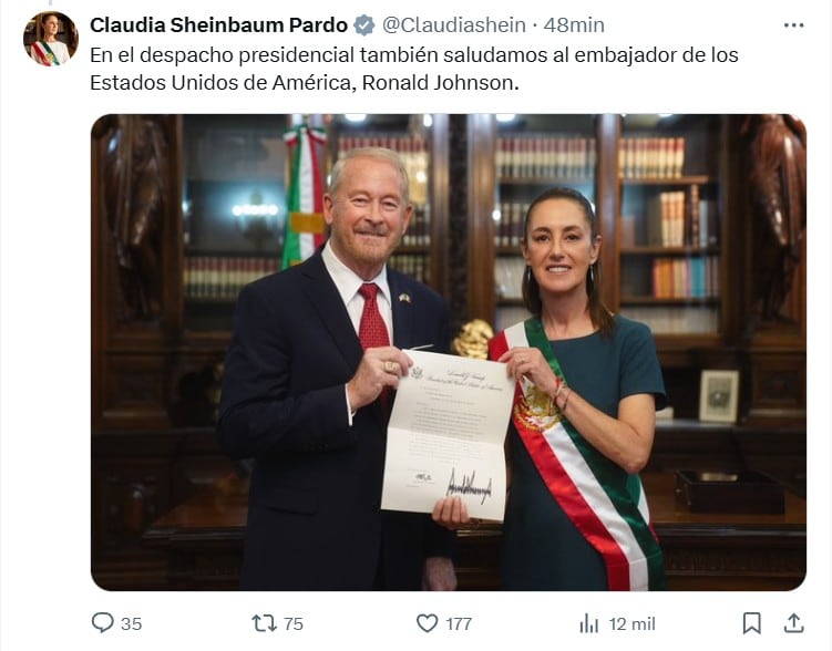Claudia Sheinbaum recibió a Ron Johnson