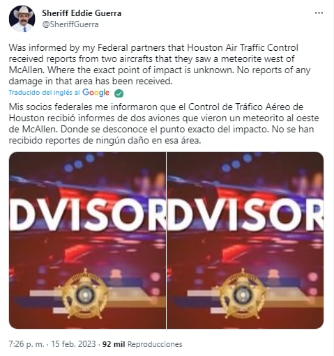 Informe Sheriff Eddie Guerra