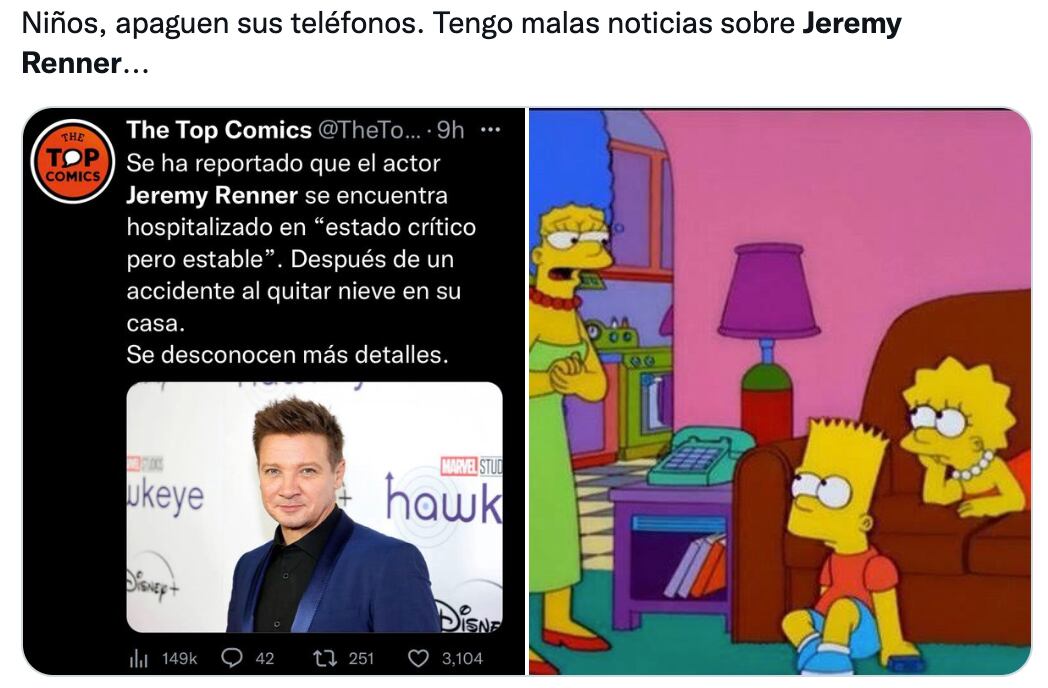 Ya hay memes sobre el accidente de Jeremy Renner