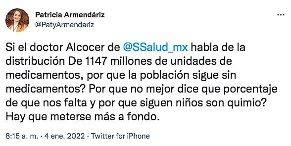 Tuit de Patricia Armendáriz