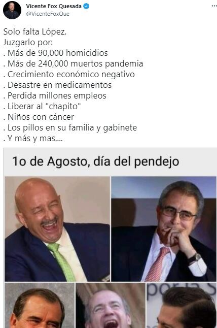 Tuit de Vicente Fox
