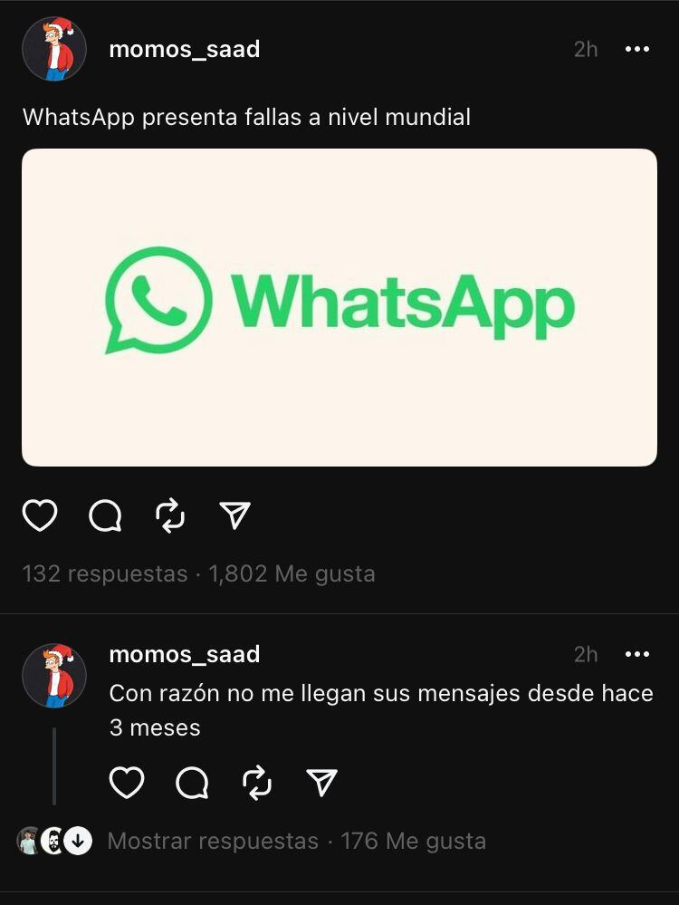 Memes en Threads por caída de WhatsApp