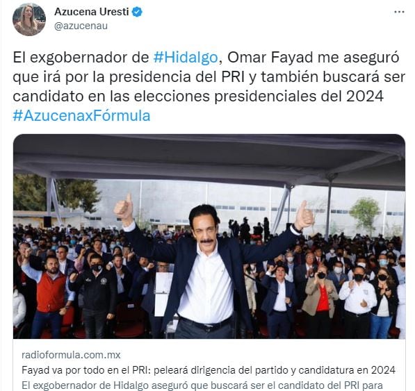 Omar Fayad quiere ser presidente del PRI y candidato a la presidencia en las elecciones 2024
