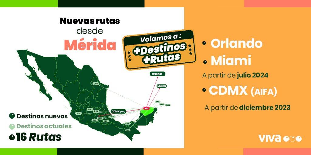 Estas son las nuevas rutas de Viva Aerobús