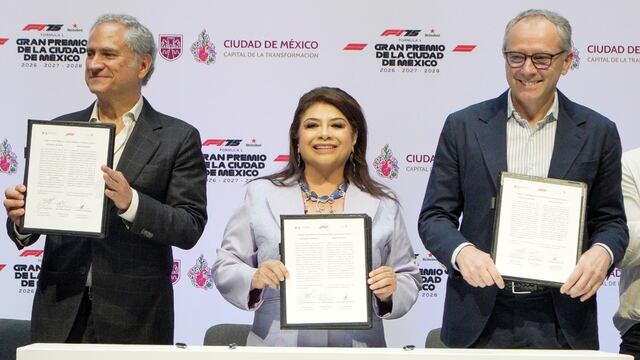 Clara Brugada y Estefano Domenicali encabezaron la firma del documento que garantiza el Gran Premio de México de Fórmula 1 hasta el 2028.