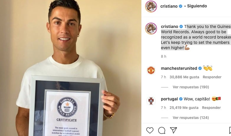 Cristiano Ronaldo presume su Record Guinness