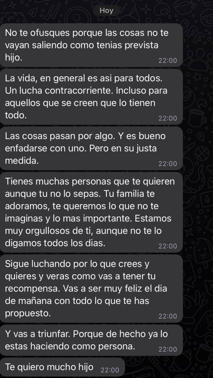 Conmovedor mensaje de papá a su hijo que dejó la universidad