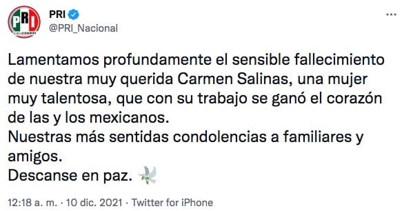 Tuit del PRI