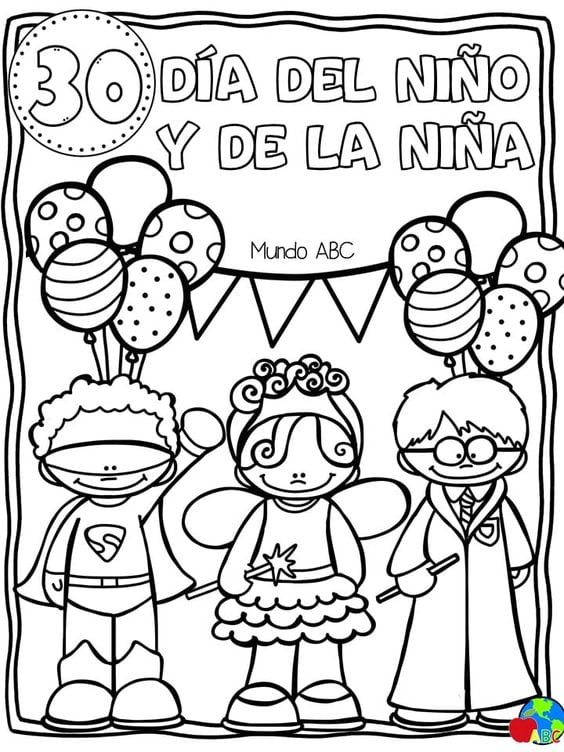 Dibujo del Día del Niño para colorear
