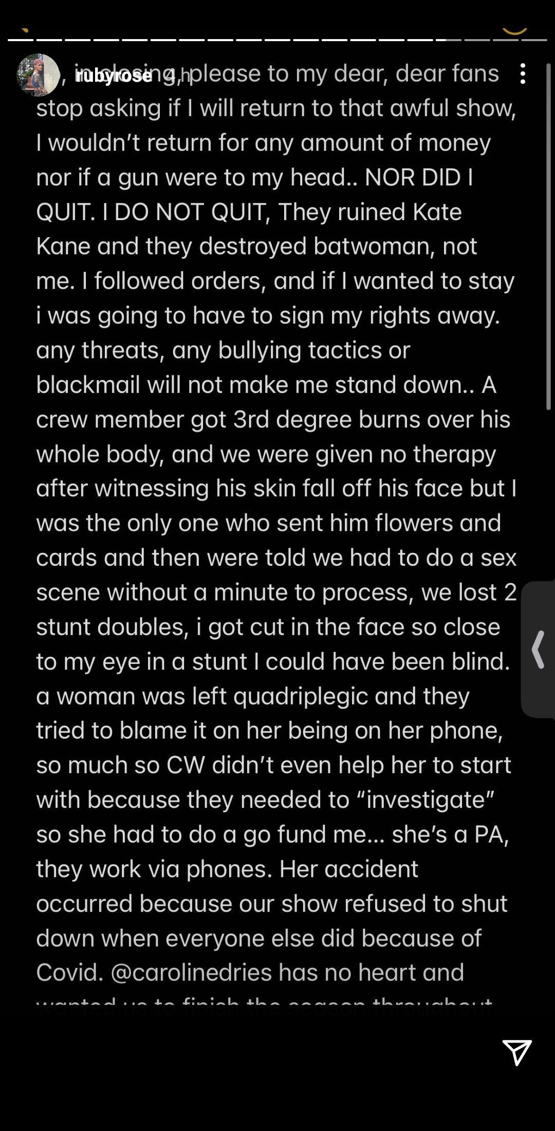 Denuncia de Ruby Rose sobre 'Batwoman'