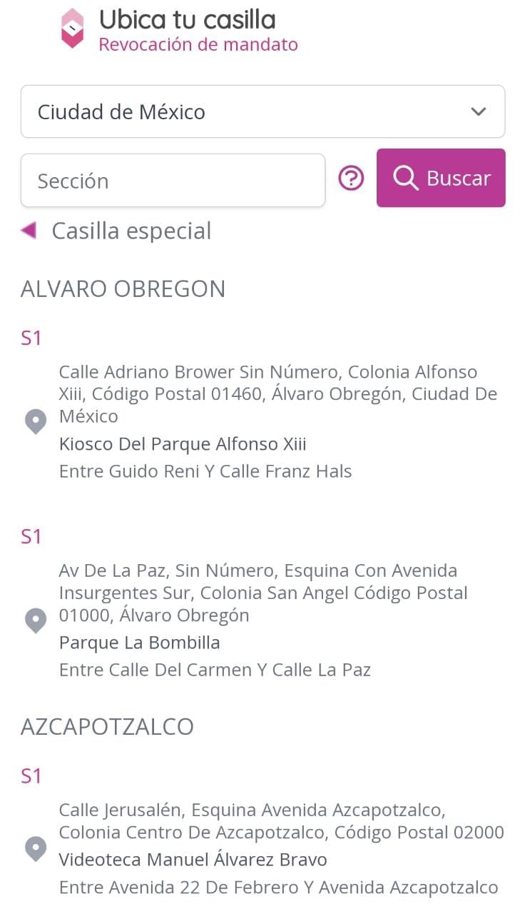 Algunas casillas especiales para la revocación de mandato en CDMX