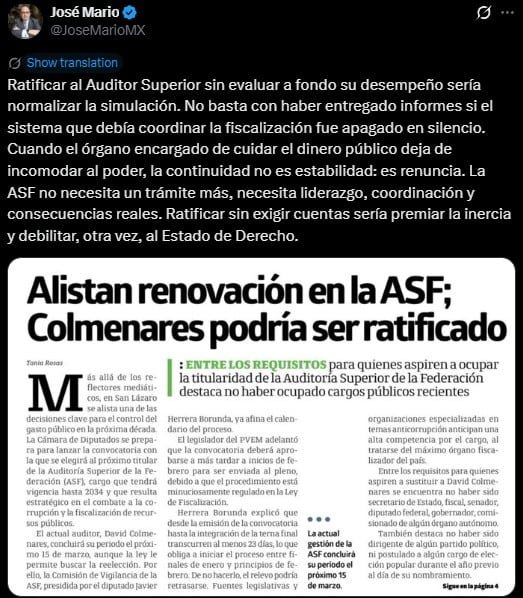 Diputados perfilan ratificar a David Colmenares al frente de la ASF