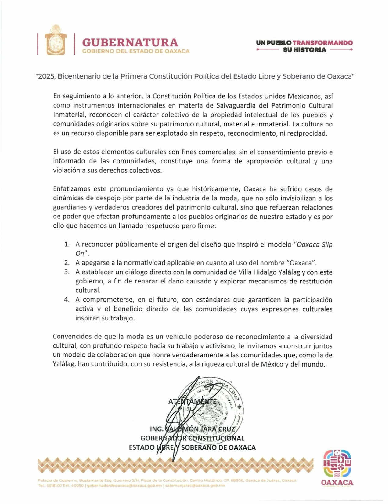Carta de Salomon Jara