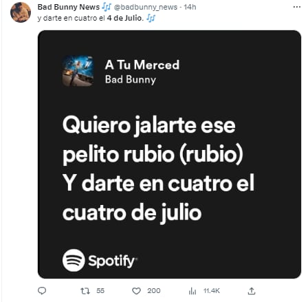 Verso de A tu merced, canción de Bad Bunny