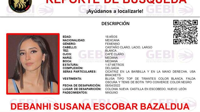 Reporte de búsqueda de Debanhi Susana Escobar