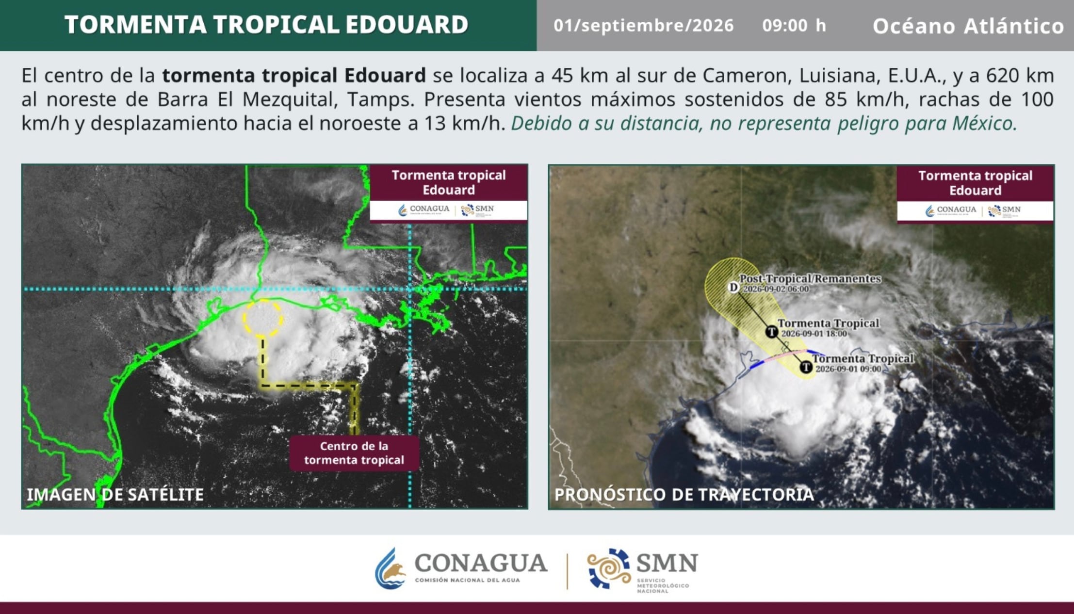 Conagua emite que Edouard no representa un peligro para México