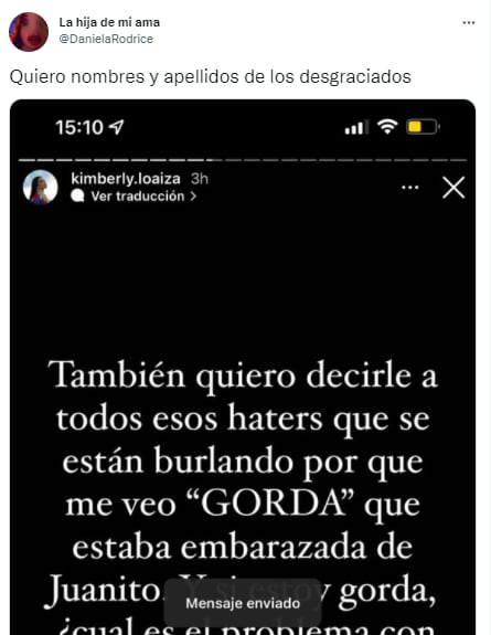 Daniela Rodrice defiende a Kimberly Loaiza.