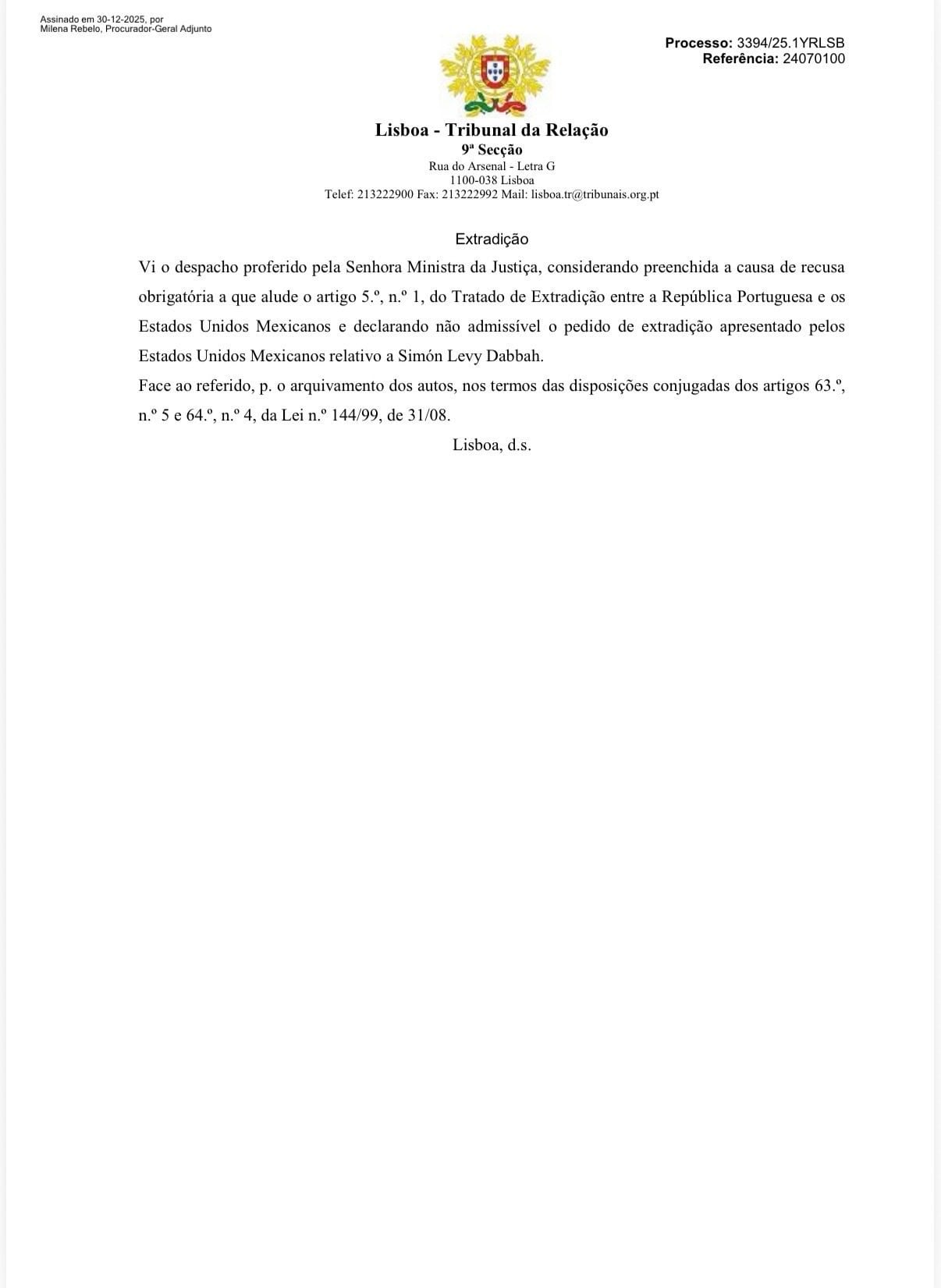 Rechazan extradición de Simón Levy