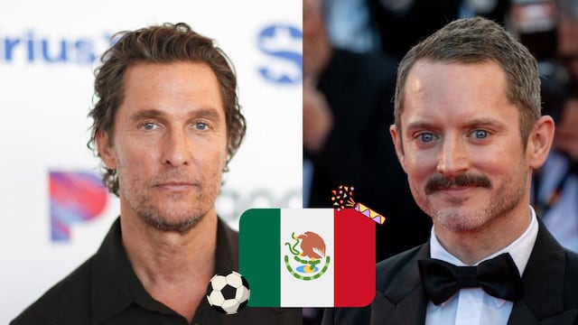 Matthew McConaughey y Elijah Wood celebran el triunfo de México contra Ecuador.