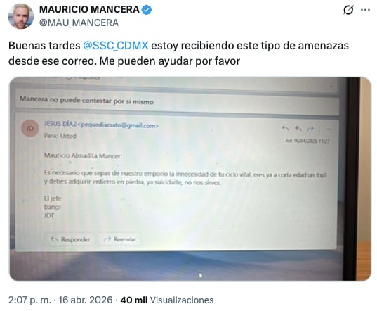 Amenazan de muerte a Mauricio Mancera